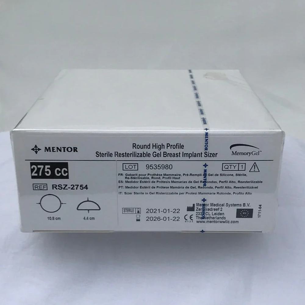 Mentor RSZ-2754 Round High Profile Sterile Resterilizable Gel Breast Implant Sizer 275cc