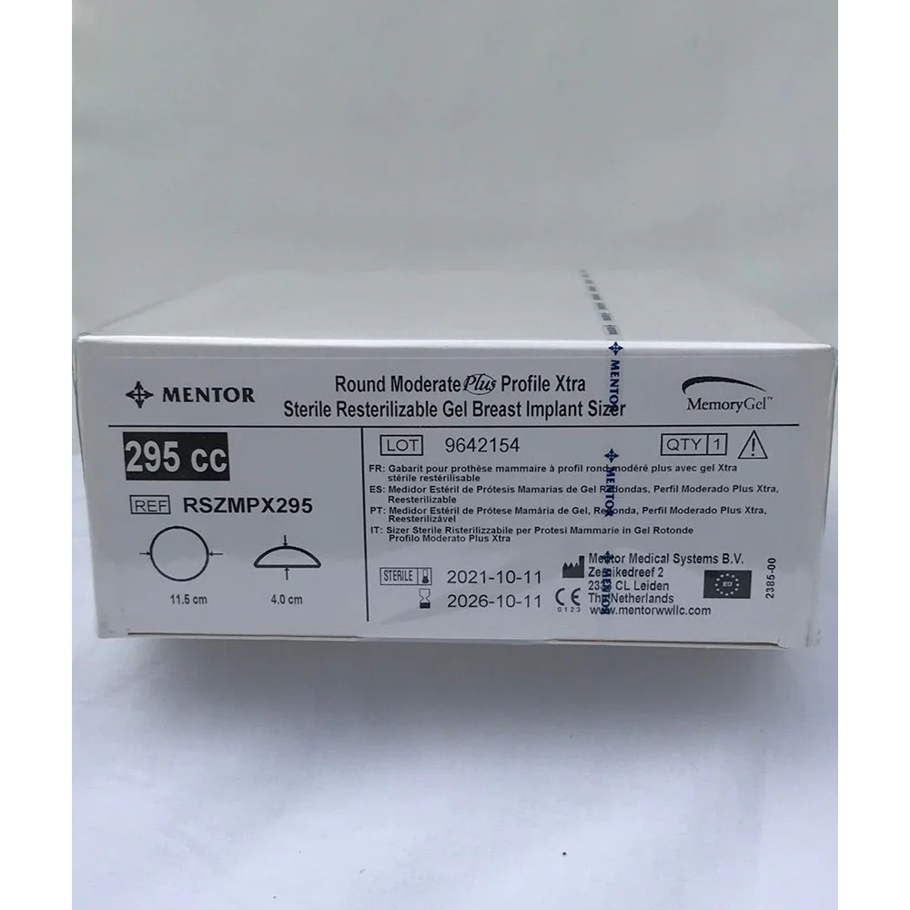 Mentor RSZMPX295 Round Moderate Plus Profile Xtra Sterile Resterilizable Gel Breast Implant Sizer 295cc